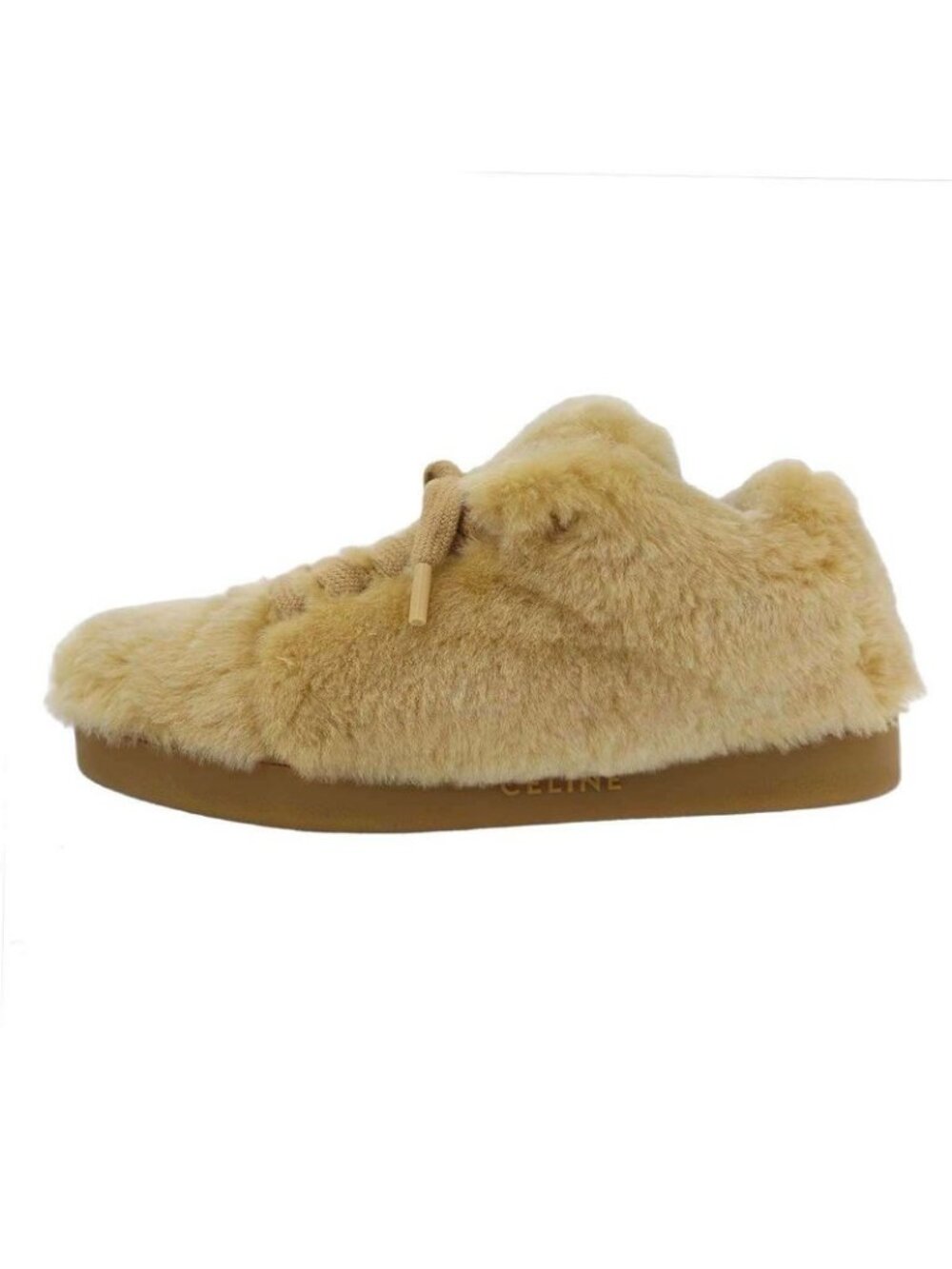 Celine Huntington Low Top Sneakers Shearling Beige 36 - Picture 2 of 6